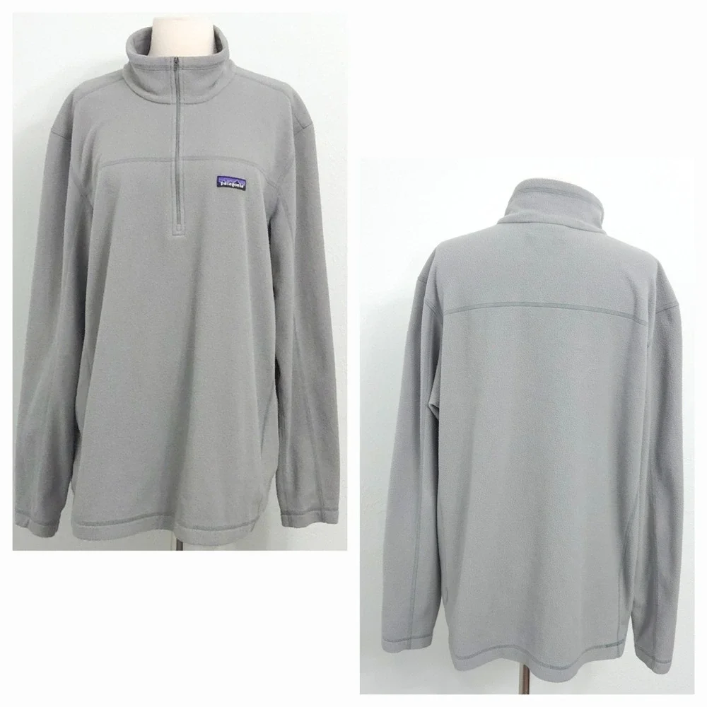 Patagonia Gray Fleece Micro D 1/4 Zip Pullover Sweater- Men's XL - Picture 5 of 7